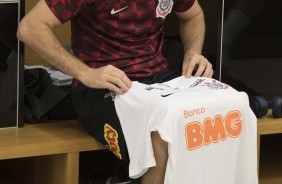 Boselli no vestiário da Arena Corinthians para partida contra a Ponte Preta