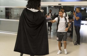 Mosquito durante a chegada da equipe à Arena Corinthians, para duelo contra a Ponte Preta