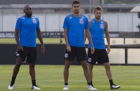 Manoel, Lo Santos e Henrique no treino de hoje no CT