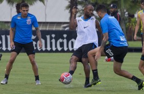 Mosquito e Vagner Love no treinamento de hoje no CT