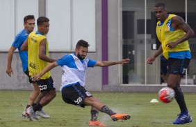 Mosquito, Pedrinho, Clayson e Marllon no treino de hoje no CT