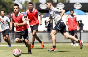 Ramiro e Boselli durante o treinamento de hoje no CT Joaquim Grava