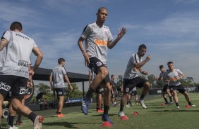 Joo Victor no treino preparatrio para enfrentar o Palmeiras, pelo Paulisto 2019