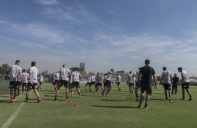 Jogadores se preparam para duelo contra o Palmeiras, neste sbado, pelo Paulisto