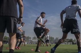 Pedro Henrique treina para enfrentar o Palmeiras, pelo Campeonato Paulista 2019