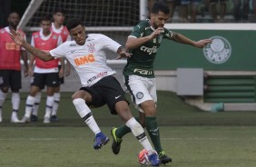 Gustagol no duelo contra o Palmeiras, pelo Campeonato Paulista