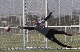 Walter no treino deste sbado no CT; Timo encara o Novorizontino, pelo Campeonato Paulista