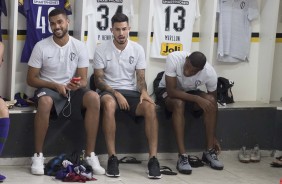 Filipe, Pedro Henrique e Marllon no vestirio antes do jogo contra o Novorizontino