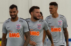 Michel, Andr Lus e Richard no ltimo treino antes do jogo contra o Avenida, pela Copa do Brasil