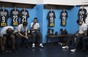 Jogadores do Timo no vestirio do El Cilindro antes do jogo contra o Racing, pela Sul-Americana