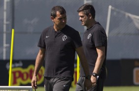 Carille e Cuca no CT Joaquim Grava durante o treino desta quarta-feira de cinzas