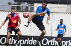 Henrique e Ramiro no treino de hoje no CT Joaquim Grava