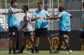 Pedro Henrique, Danilo Avelar e Wagner Love no treino desta sexta-feira, no CT Joaquim Grava