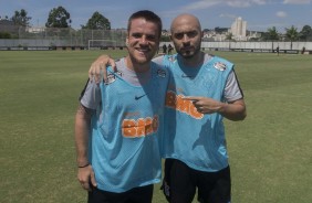 Ramiro e Rgis no treino desta sexta-feira, no CT Joaquim Grava