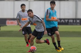 Sergio Díaz, Mosquito e Ángelo Araos no CT Joaquim Grava