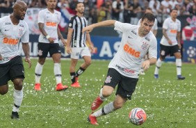 Love e Boselli no jogo contra o Santos, pelo Campeonato Paulista, na Arena Corinthians