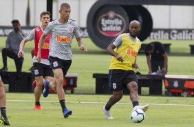 Vital, Joo Victor e Vagner Love no treino de hoje no CT Joaquim Grava