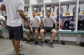 Ramiro e Boselli no vestiário do Castelão antes do jogo contra o Ceará, pela Copa do Brasil