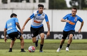 Ángelo Araos e Ramiro no treino deste sábado no CT Joaquim Grava