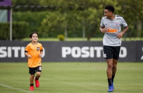 Fagninho e Gustavo treinam juntos no treino de hoje no CT