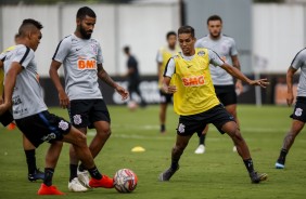 Marquinhos e Pedrinho no treino de hoje no CT Joaquim Grava