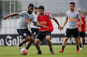 Marquinhos, Sergio Díaz e Ramiro no treino de hoje no CT Joaquim Grava