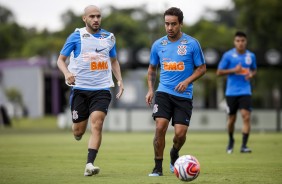 Régis e Jadson no treino deste sábado no CT Joaquim Grava