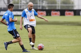 Rgis e Roni no treino deste sbado no CT Joaquim Grava