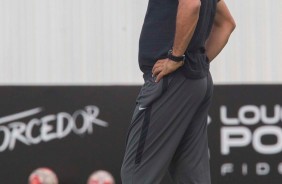 Fábio Carille durante treino desta terça-feira; Timão tem pela frente o Ituano