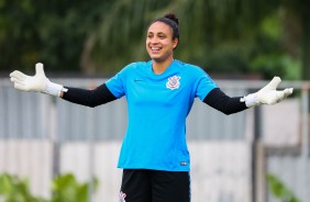 Lelê no treinamento de hoje das meninas do Corinthians Futebol Feminino