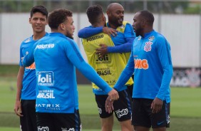 Andr Lus, Araos e Manoel no treino de hoje no CT