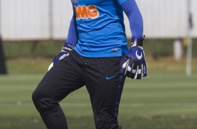 Caíque França no treino de hoje no CT Joaquim Grava