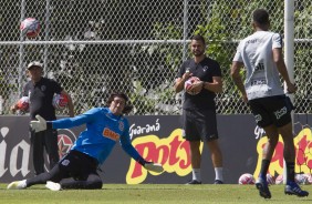 Goleiro Cássio no treino deste sábado no CT Joaquim Grava