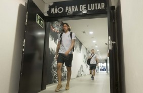 Cássio chegando na Arena Corinthians