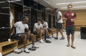 Jadson, Gustagol, Ralf, Pedro Henrique e Love no vestiário da Arena Corinthians
