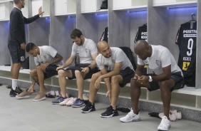 Richard, Boselli, Rgis e Love no vestirio do Morumbi antes do jogo contra o So Paulo