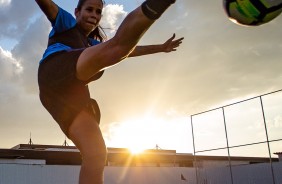 Adriana, do Corinthians Futebol Feminino, no treino nesta quarta-feira