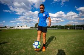 Giovanna, do Corinthians Futebol Feminino, no treino nesta quarta-feira