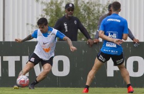 Fagner durante treino que prepara o time para jogo contra o Santos, pelo Paulistão 2019