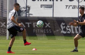 Gabriel no treino desta manhã no CT Joaquim Grava