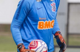 Goleiro Cssio no treino de hoje no CT Joaquim Grava