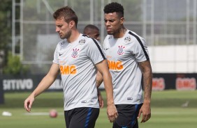 Henrique e Gustavo no treinamento de hoje no CT