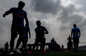 Jogadores do Corinthians se preparam para jogo contra o Santos, pelo Paulisto 2019