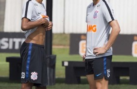 Pedrinho e Vital no treinamento de hoje no CT