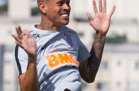Richard no treino desta manhã no CT Joaquim Grava
