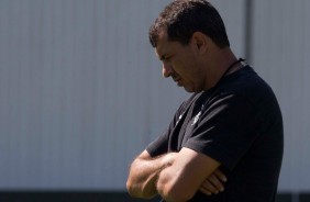 Carille no treino deste sábado de aleluia no CT Joaquim Grava
