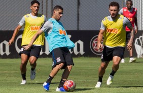 Gabriel e André Luís no treino deste sábado de aleluia no CT Joaquim Grava