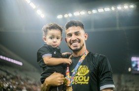 Pedro Henrique durante comemorao do ttulo de Campeo Paulista 2019