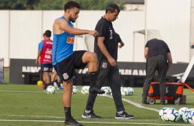 Andr Lus e Fbio Carille no treino de reapresentao do Corinthians aps conquista do Paulisto