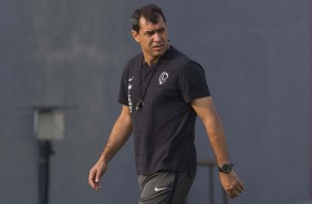 Fábio Carille no primeiro treino do Corinthians aós a conquista do Paulistão